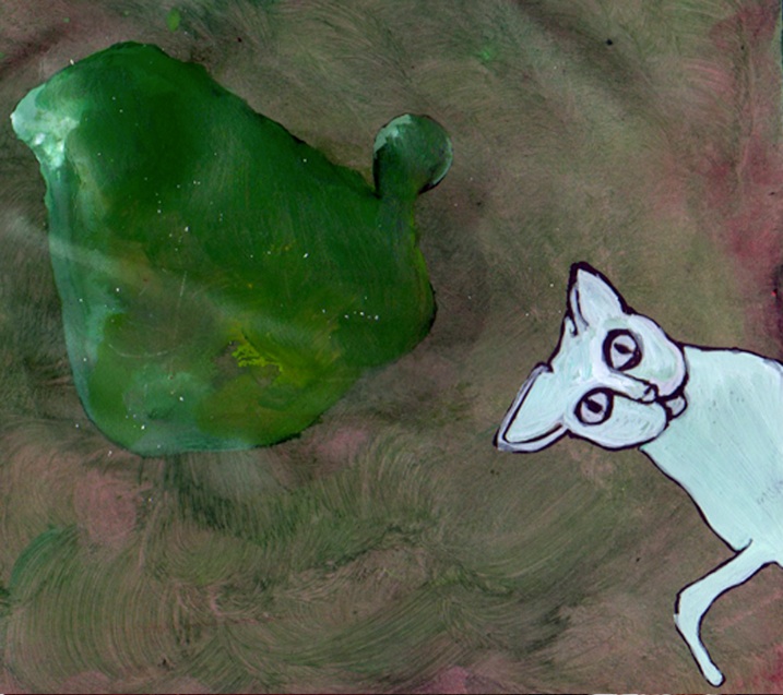 Green Cat Magnet by Gabriela Vainsencher