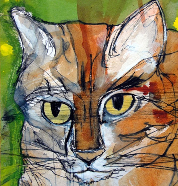 Orange Cat Magnet by Gabriela Vainsencher